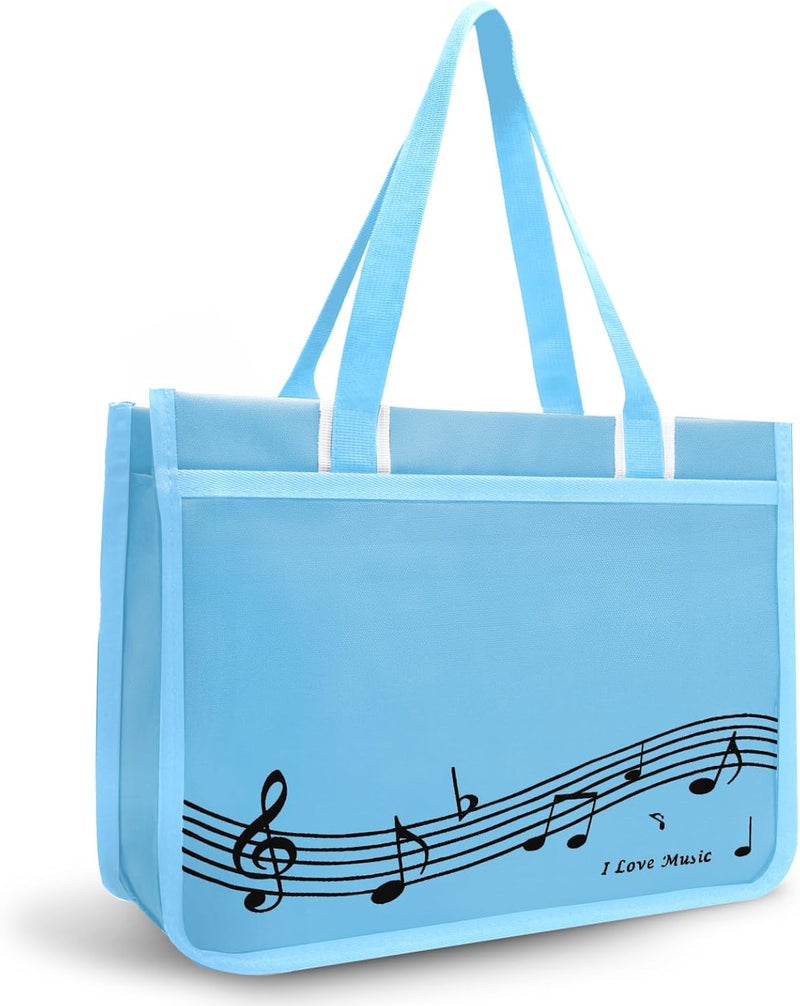 BestSounds Piano Bag, Zipper Waterproof Music Book Tote Bag Piano Accessories for Students Kids, Women, Gifts for Musicians (Blue Music) - Image 1